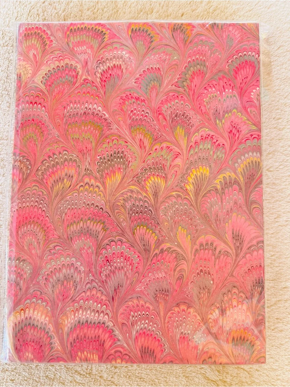 IL PAPIRO ITALIAN HANDMADE JOURNAL BOOK UNUSED PINK PEACOCK SWIRL